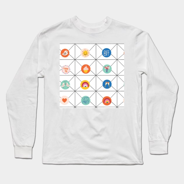 Letter Stickers Long Sleeve T-Shirt by Sandra Hutter Designs